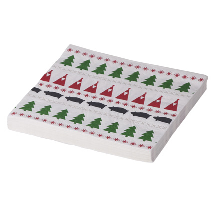 Christmas Serviette 30x30cm Pigs & Trees