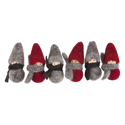 Knut Santas 6pcs Redgrey Wool