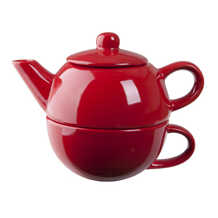 Plum Tea Pot W. Cup Red