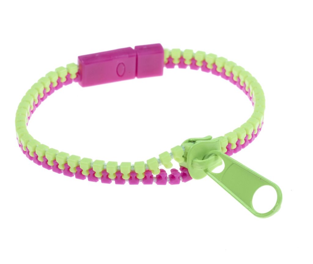 Green and Pink Zip Bracelet
