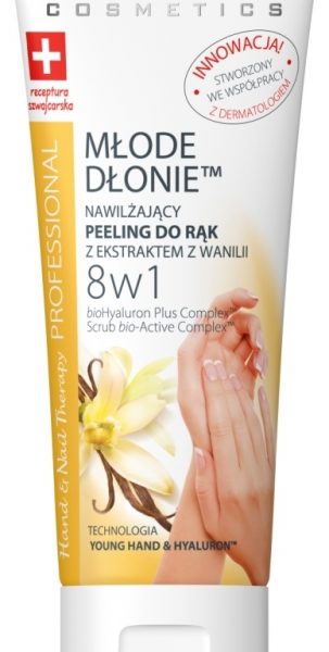 NAWILĹťAJÄCY PEELING DO RÄK Z EKSTRAKTEM Z WANILII 8 w 1 Młode Dłonie od Eveline
