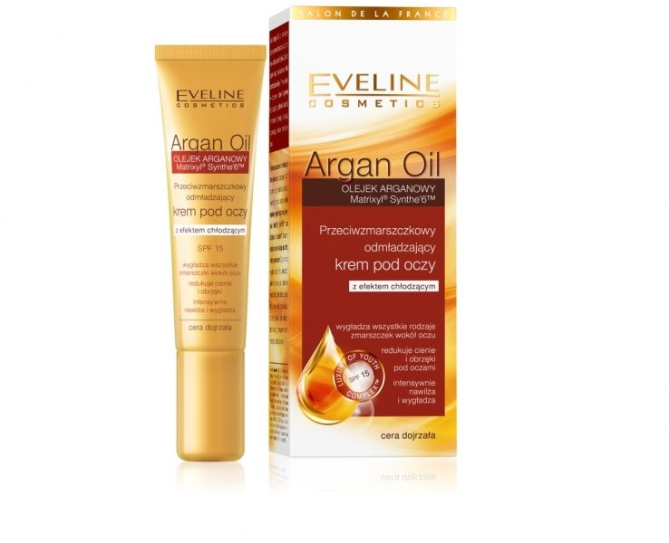 Przeciwzmarszczkowy odmładzający krem pod oczy Argan Oil Eveline Cosmetics