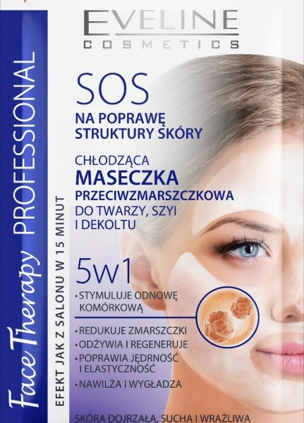 SOS CHŁODZÄCA MASECZKA PRZECIWZMARSZCZKOWA DO TWARZY, SZYI I DEKOLTU 5w1 Evelin