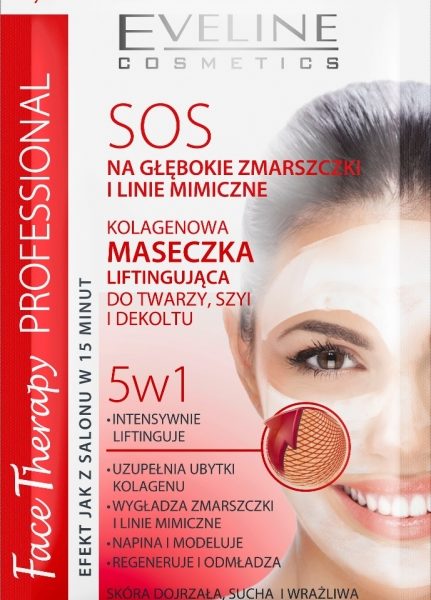 SOS Kolagenowa Maseczka Liftingująca do twarzy, szyi i dekoltu 5 w 1 Eveline C