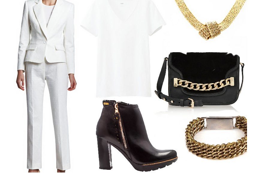 Złote detale, klamry, ćwieki i łańcuchy