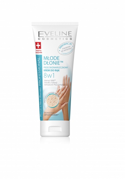 PRZECIWZMARSZCZKOWY KREM DO RĄK 8 w 1 Młode Dłonie od Eveline Cosmetics LIFESTYLE, Uroda - Innowacyjna szwajcarska formuła kremów do rąk jest bogata w zaawansowane składniki aktywne o silnym działaniu odmładzającym, intensywnie nawilża, wygładza i regeneruje.
