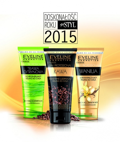 Doskonałość Roku miesięcznika „Twój Styl” 2015 dla Eveline Cosmetics LIFESTYLE, Uroda - Luksusowe peelingi do ciała z serii SPA! PROFESSIONAL Eveline Cosmetics zostały nagrodzone podczas 21. edycji Doskonałości Roku w kategorii „PIELĘGNACJA CIAŁA Kosmetyki polskie”.