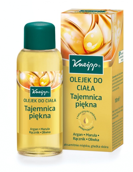 Olejek do ciała Tajemnica piękna od Kneipp LIFESTYLE, Uroda - Kneipp® – Olejek do ciała Tajemnica piękna – nieoceniony w pielęgnacji ciała, wygładza, regeneruje, nawilża i odżywia dzięki kompozycji 4 wartościowych, naturalnych olejków: arganowego, maruli, rącznika i oliwy z oliwek.
