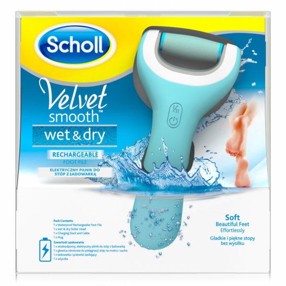 Stopy zdrowsze i piękniejsze niż myślisz LIFESTYLE, Uroda - Jeśli chcesz mieć idealnie gładkie i piękne stopy, poznaj Scholl Velvet Smooth™ Elektryczny Pilnik do stóp Wet & Dry i przekonaj się, jak skutecznie i szybko zadbać o atrybut kobiecego ciała. Wodoodporny pilnik sprawdzi się w czasie kąpieli w wannie lub pod prysznicem.