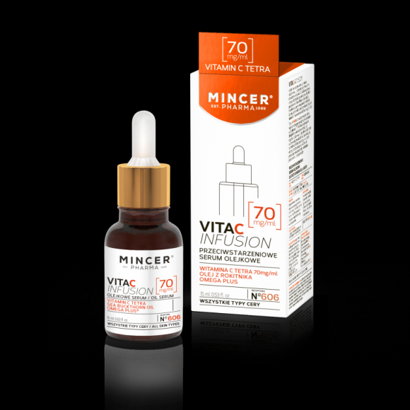 Przełom w pielęgnacji skóry – serum N˚606! LIFESTYLE, Uroda - Mincer Pharma, ekspert w dziedzinie pielęgnacji skóry, stworzył kolejny rewolucyjny produkt - przeciwstarzeniowe serum olejkowe N˚606. Zawiera ono największe stężenie witaminy C TETRA na rynku – aż 7%.