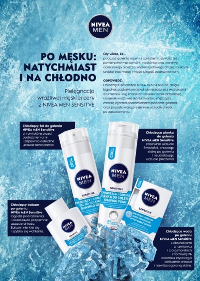 Podrażniona męska skóra? Weź to na chłodno! LIFESTYLE, Uroda - Podrażniona męska skóra? Weź to na chłodno! Zacznij działać i zadbaj o swoją wrażliwą skórę chłodzącymi kosmetykami NIVEA MEN Sensitive.