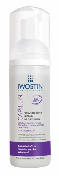 Oczyszczająca pianka na naczynka Iwostin Capillin LIFESTYLE, Uroda - Skóra ze zmianami naczyniowymi jest skórą wrażliwą, o cienkim naskórku, często z uszkodzonym płaszczem hydrolipidowym.