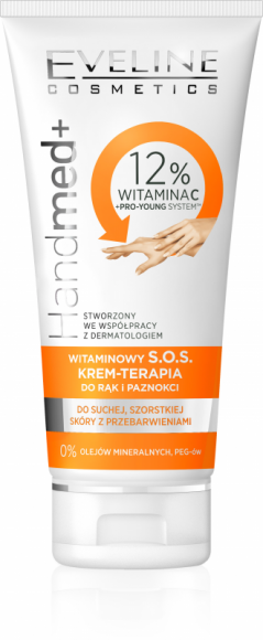 EVELINE COSMETICS WITAMINOWY S.O.S KREM - TERAPIA DO RĄK I PAZNOKCI LIFESTYLE, Uroda - Witaminowy S.O.S. krem-terapia do rąk i paznokci na bazie innowacyjnej formuły z wysoką, 12% zawartością kompleksu z witaminą C błyskawicznie poprawia kondycję paznokci i przesuszonej skóry dłoni.