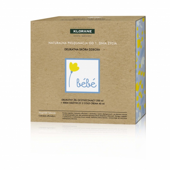 Klorane zestaw kosmetyków Bebe naturalna pielęgnacja od 1. Dnia Życia LIFESTYLE, Uroda - Delikatny żel oczyszczający i krem odżywczy Cold Cream dla twojego maluszka od 1. Dnia Życia.